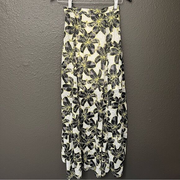 Topshop Outline Hibiscus Maxi Skirt with Front Split - Picture 5 of 13